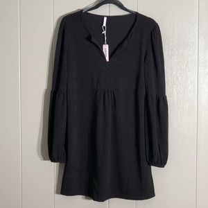 Black knit bell sleeve maternity tunic